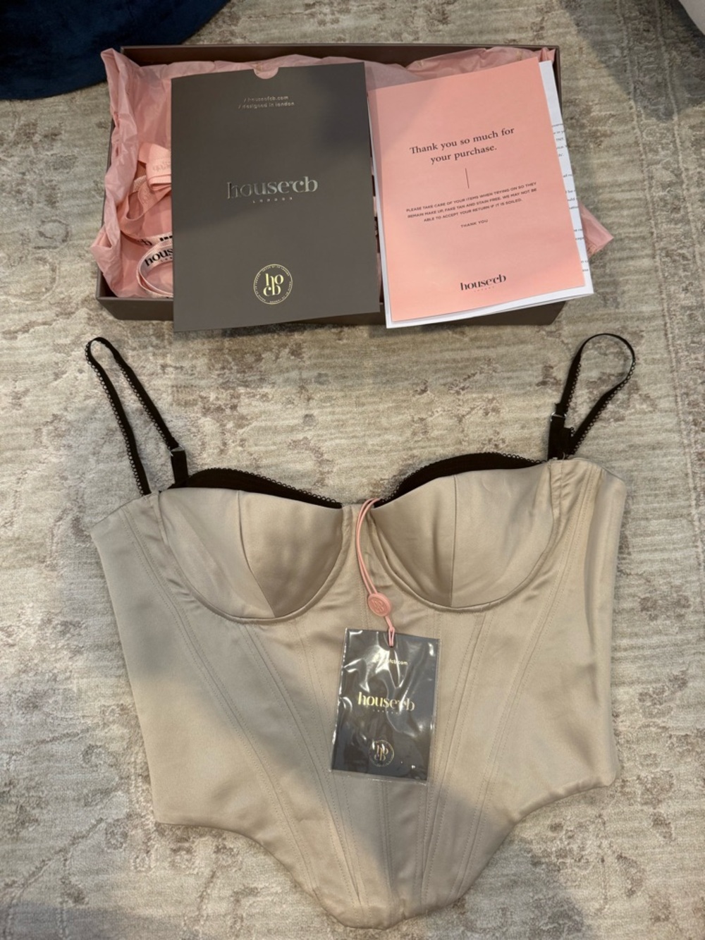 House of CB Luette Beige Satin Underwired Corset